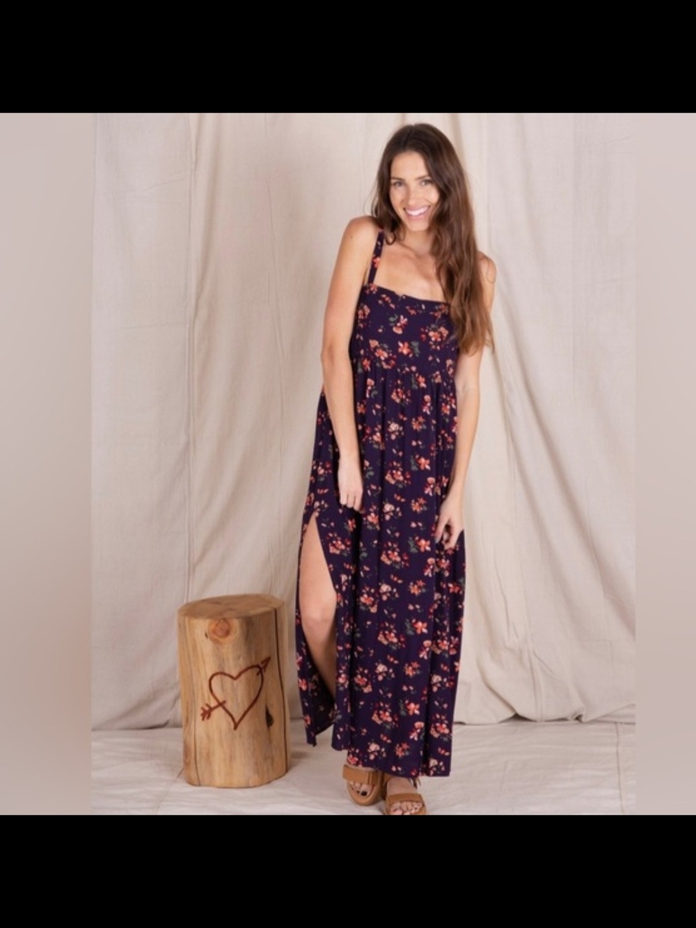 NATURAL LIFE Dark Purple Floral Maxi Dress with Pink Accents